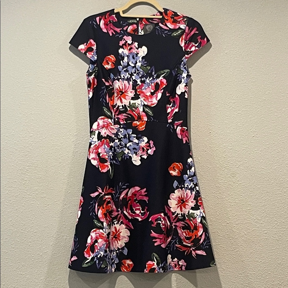 Vince Camuto Floral Cap Sleeve Scuba Fit & Flare Dress, Size 6